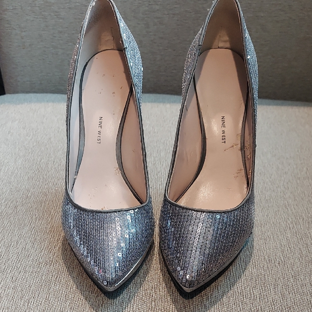 Nine West Glittering Silver Heels